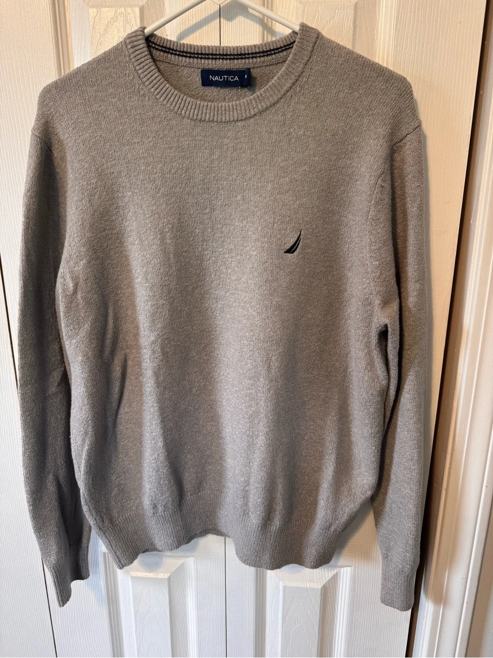 2 Nautica Men's Crewneck Pullover Long Sleeve Sweaters in Gray & Navy Sz Medium
